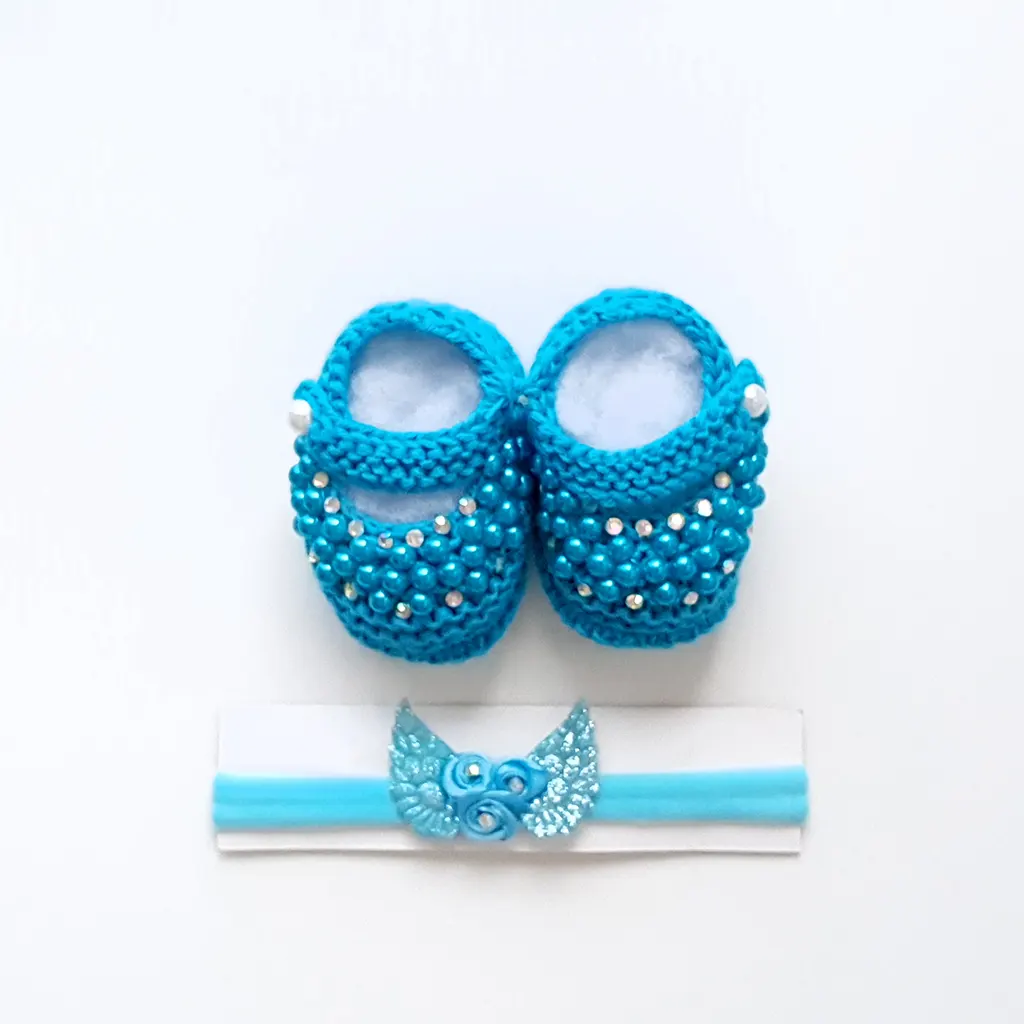 Sapatinho Bailarina com Mini Pérolas e faixinha