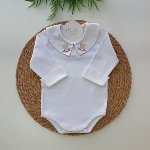 Body Gola  Bordada Arredondada com Punhos