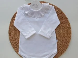Body Gola e Punhos Renda e Mini Pérolas