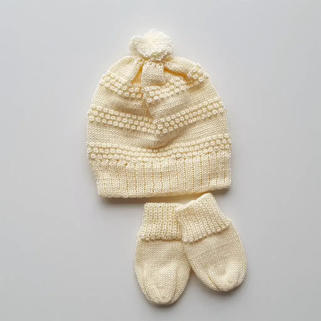 Kit touca e luvinhas Pompom