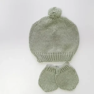 Kit touca e luvinhas Pompom liso