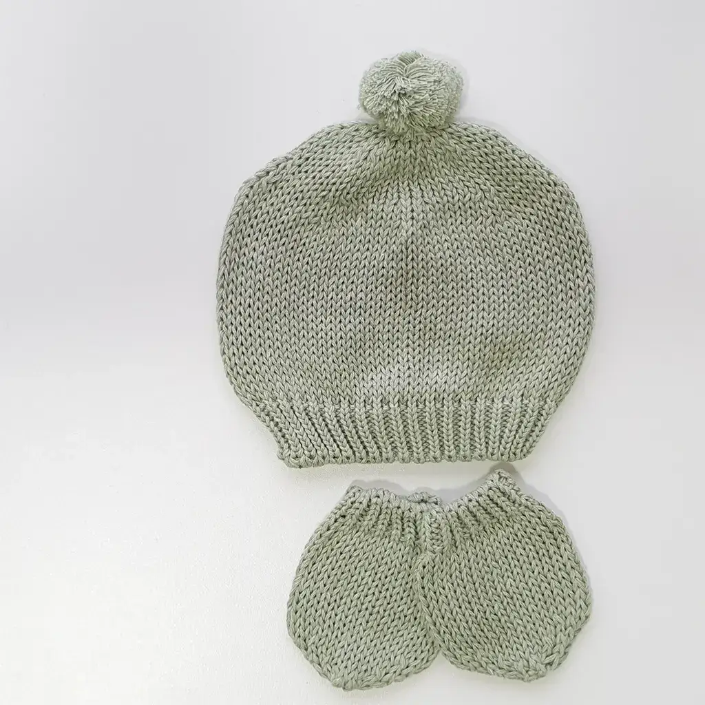 Kit touca e luvinhas Pompom liso