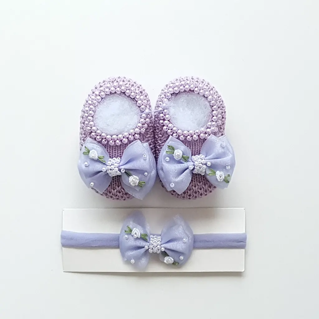 Sapatinho Laço com Rococós e faixinha